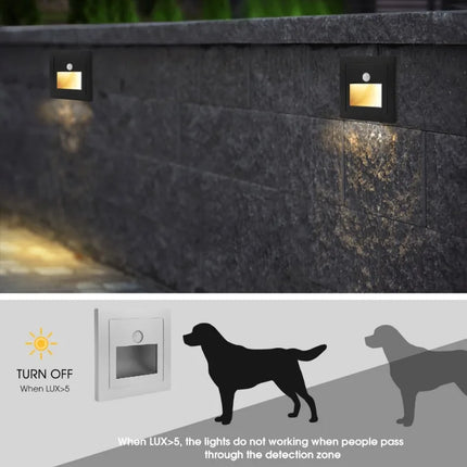 PIR Motion Sensor Led Night Light Recessed Infrared Body Induction Lamp for Steps Ladder Stairs Corridor Bedroom Kitchen Lights