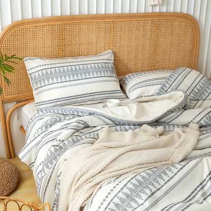 Ultra-Soft Boho Comforter Sets, Lightweight Brushed Microfiber Bohemian Chic Striped  Bedding Quilt Down Comforter Pillowsham