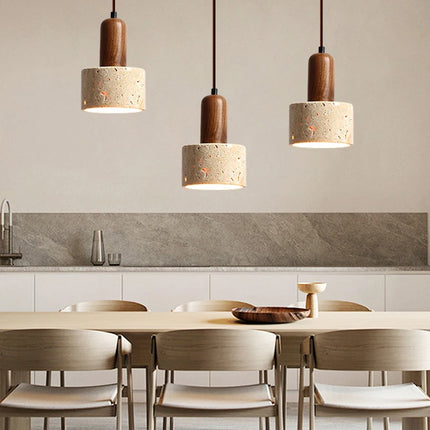 Popular Wabi Sabi Travertine Droplight Over Dining Desk Kitchen Island Yellow Marble Restaurant Decor Pendant Lamp Bedside