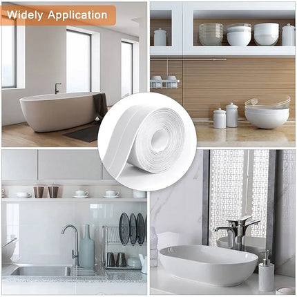 Bathroom Shower Sealing Tape Sink Bath White Pvc Self Adhesive Waterproof Wall Sticker For Bathroom Kitchen Caulk Sealing Strips