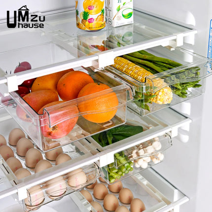 Hanging Refrigerator Box Eggs Fruit Food Vegetable Storage Slide Out Drawer Tray Transparent Fridge Container Kitchen Organizer
