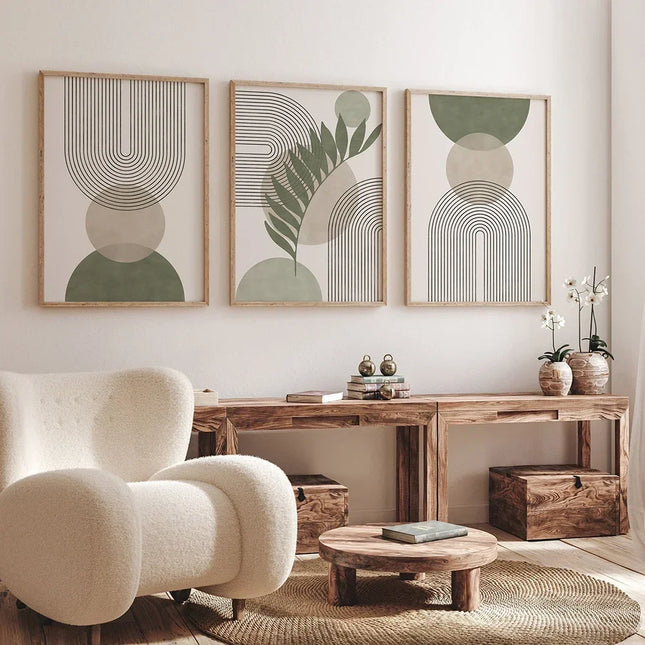 Nordic Sage Green Botanical Canvas Prints
