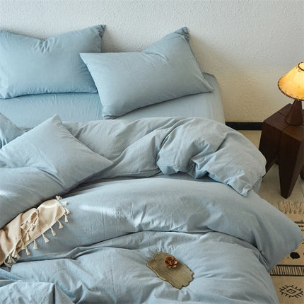 2025 New All-cotton Quilt Cover Class A Yarn-dyed Washed Cotton Single Bed Cover Solid Light Blue Breathable Bedding 220x240
