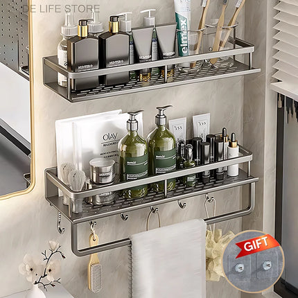 Punch-Free Bathroom Shelf Shampoo Rack