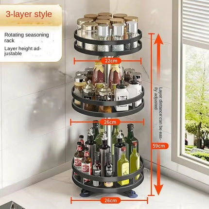 Rotation Spice Rack Organizer Metal Tray