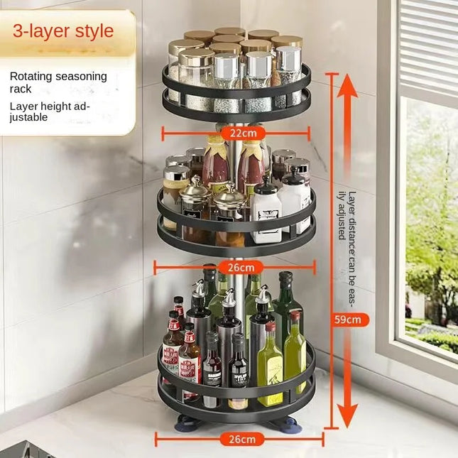 Rotation Spice Rack Organizer Metal Tray