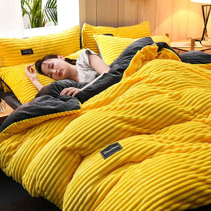 3pcs duvet cover Winter Warm Bedding sets Double Quilt Cover king Twin queen size bed thick Flano Coral Fleece with pillowscase