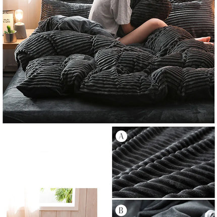 3pcs duvet cover Winter Warm Bedding sets Double Quilt Cover king Twin queen size bed thick Flano Coral Fleece with pillowscase
