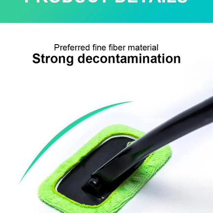 Car Window Cleaner Brush Kit Microfiber Windshield Cleaning Tool Auto Interior Glass Wash Wiper Long Handle Reusable Cloth Pad