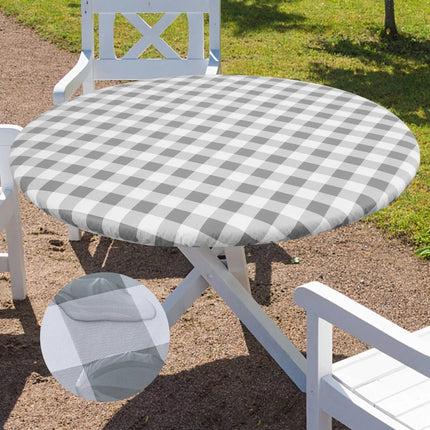 Homaxy Round Table Cloth Fitted Vinyl Tablecloth Elastic Waterproof Dining Table Covers Home Decoration For Picnic Camping Out