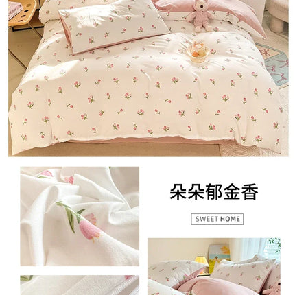 Floral Style Duvet Cover Sets Single/Queen/King Soft Washed Cotton Bed Cover Sets 240x220 Bedding Sets