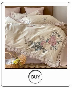 Romantic French Vintage Carved Velvet Lace Ruffles Flowers Embroidery Bedding Set Velvet Fleece Duvet Cover Bed Sheet Pillowcase