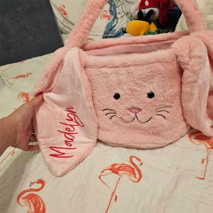 Personalized Plush Easter Bunny Basket for kids boys girls Cotton Toy Bag for Easter Egg Hunt Kids Holiday Gift Party supplies