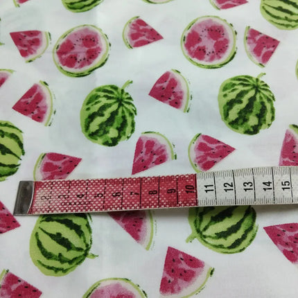 Graceful Pink Green Stripe Fruit  Series Apple Banana Printed Cotton Fabric 50x160cm For DIY Sewing Bedding Quilting Cloth Decor