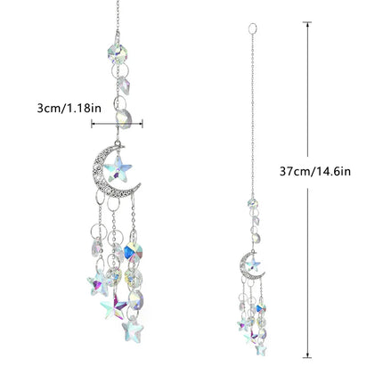 Crystal Moon Pentagram Suncatcher