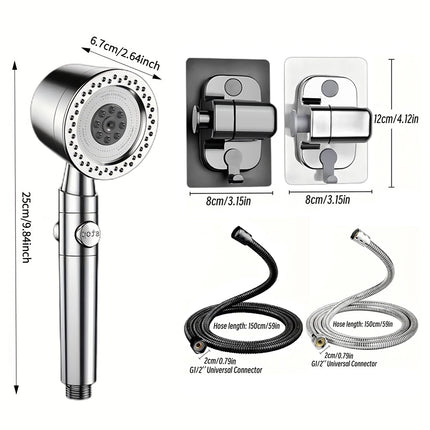5 Modes Spray Water Saving Shower Head ABS Handheld Spa Showerheads Large Flow Portable Bathroom Filter Shower Faucet Nozzle Set