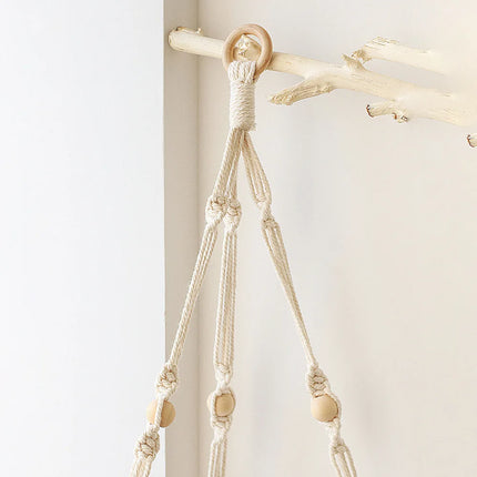 Rustic Boho Corner Macrame Shelf Hanging Wood Wall Decor
