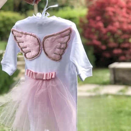 Dollbling Hospital Exit 5pcs Embroidery Name Newborn Angle Wings Romper Blanket  Nursery Bedding Swaddle Handmade Infant Outfit