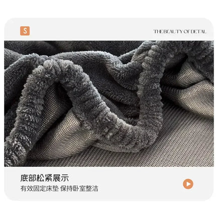Warm Plush Fitted Sheet Elastic Mattress Cover Velvet Bed Cover Full Set Winter Soft Family Double Bed Bedding 120/150/180x200cm
