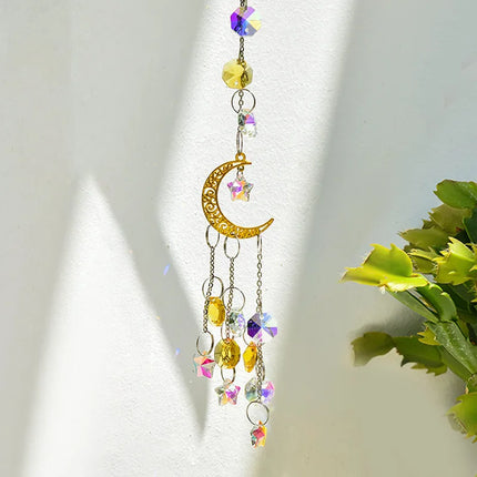 Crystal Moon Pentagram Suncatcher