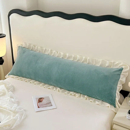 Length Sleeping Pillowcase with Ruffle Winter Couple Double Fleece Flannel Warmth Big Size Pillow Covers Home Bedding 45*180cm