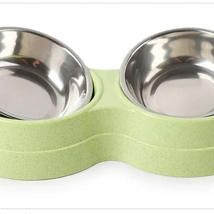 Double Pet Bowls Dog Food Water Feeder Stainless Steel Pet Drinking Dish Feeder Cat Puppy Feeding Supplies Small Dog Accessories