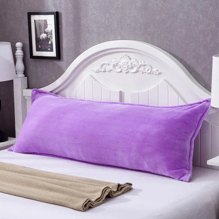 Solid Color Flannel Long Pillow Case Soft Comfortable Adults Double Lover Sleeping Pillow Cover Bedding Body Pillowcase