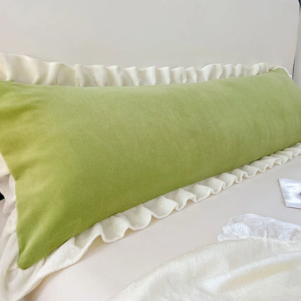 Length Sleeping Pillowcase with Ruffle Winter Couple Double Fleece Flannel Warmth Big Size Pillow Covers Home Bedding 45*180cm