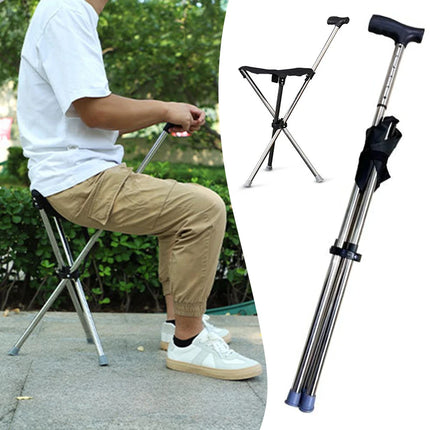 Lightweight Cane With Seats Height Adjustables 3 Legged Lightweight Folding Cane Versatile Stable Walking Stick For Elderly