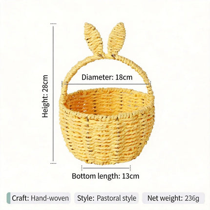Bunny Gift Basket Decorative Easter Basket Rabbit Ear Basket Rattan-Style For Event Favors Nursery Room Easter Gift