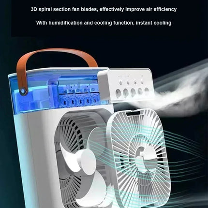 New 3 In 1 Fan AIr Conditioner Household Mini Air Cooler LED Night Light Portable Humidifier Air Adjustment Fan Office Home Fan
