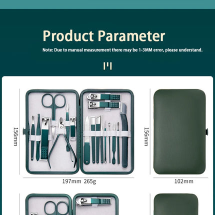Professional 7/10/12/18 Piece Nail Care Kit Stainless Steel Manicure & Pedicure Set Nail Clipper Set with Travel Case