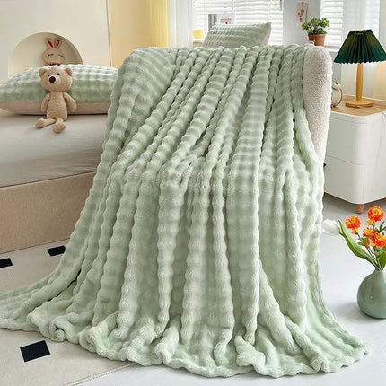 New Bubble Fleece Blanket - Solid Color Rolled Edge Cover Blanket Soft and Comfortable Bedding 150x200 180x200 200x230