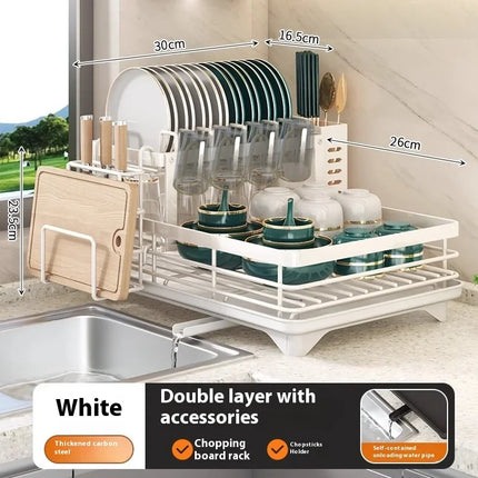 Adjustable Stainless Steel 2-Tier Dish Drying Rack