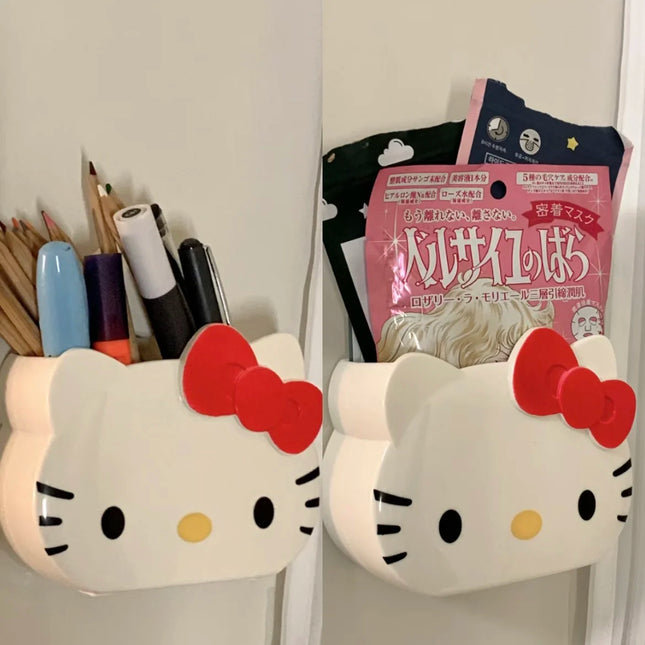 Hello Kitty Sanrio Bathroom Table Organizer Wall Shelf Cute Kt Cat Home Storage Rack Hanging Sundries Storage Holder Punch-Free