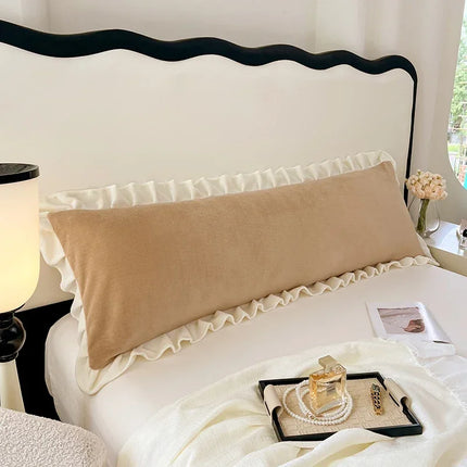 Length Sleeping Pillowcase with Ruffle Winter Couple Double Fleece Flannel Warmth Big Size Pillow Covers Home Bedding 45*180cm