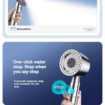 5 Modes Spray Water Saving Shower Head ABS Handheld Spa Showerheads Large Flow Portable Bathroom Filter Shower Faucet Nozzle Set