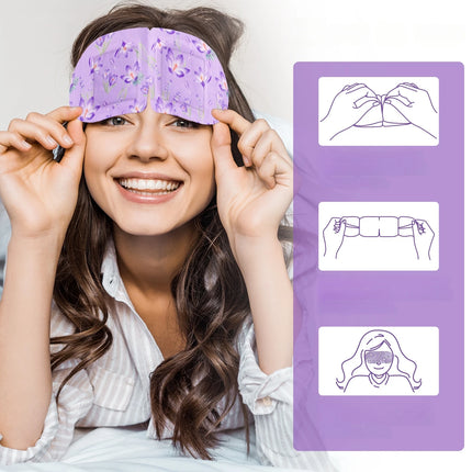 12 Pieces Disposable Steam Eye Mask Lavender Aroma Eye Masking Moisturizing Heat Therapy Pad Sleeping Relaxation Eyes Masking