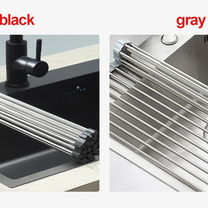 Roll Up Dish Drying Rack over sink,304 Stainless Steel Dish Drainer Shelf Organizer Tableware Plate Storage,Kitchen accessories