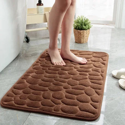 Non Slip Carpets Cobblestone Embossed Bathroom Bath In Wash Basin Bathtub Side Floor Rug Shower Room Doormat Memory Foam Mat