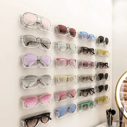 10PCS Eyeglasses Organizer Wall Mounted No-Punch Sunglasses Organizer Premium Sunglasses Display Case Home Storage