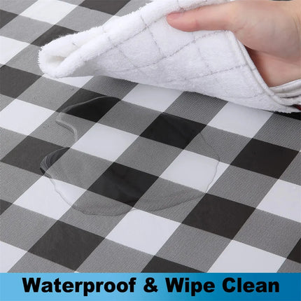 Homaxy Round Table Cloth Fitted Vinyl Tablecloth Elastic Waterproof Dining Table Covers Home Decoration For Picnic Camping Out