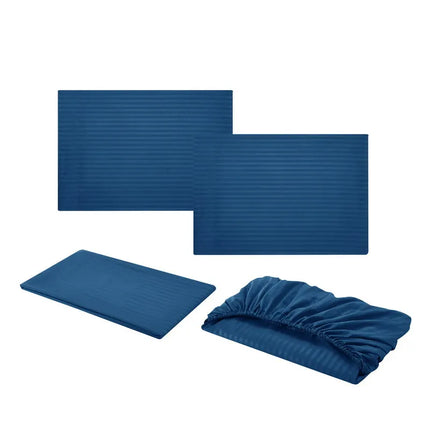 Embossed Brushed Stripe 3/4 Pieces Bed Set Flat Sheet Fitted Sheet Pillowcase Bedding Set for Twin Full Queen King Pillow Sham