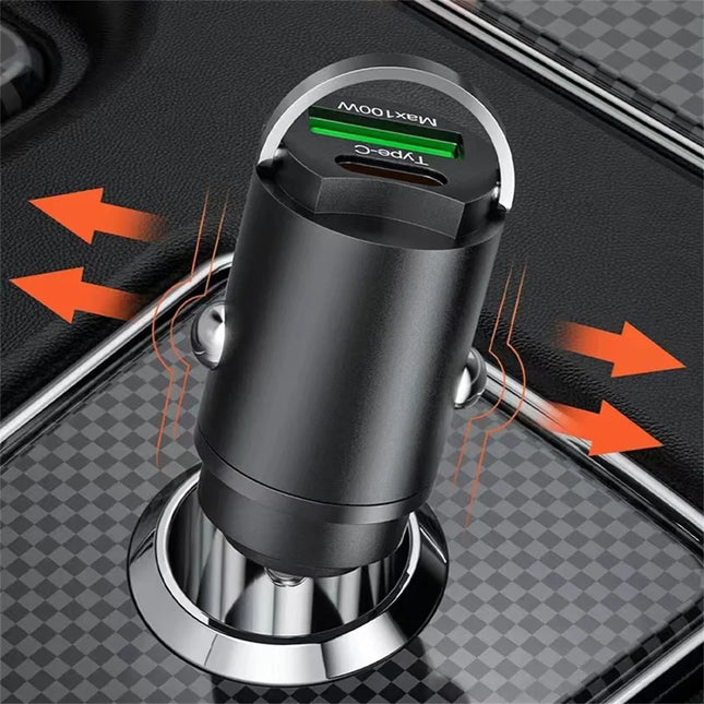Car 100w Charger Fast Charging Metal One Tow Car Charger Flash Charger in Car Mini Pull Ring New PD Car Charger Car Electronic
