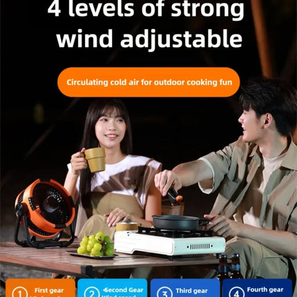 Multifunctional Outdoor Camping Fan Light Rechargeable Ceiling Fan with 3-speed Night Light and Power Bank Portable Fan