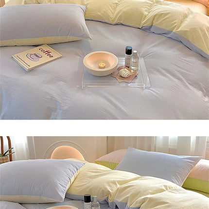 Simple Fresh Queen Bedding Set 100% Cotton Soft Comfortable Duvet Cover Set with Sheets Quilt Cover and Pillow Covers Bed Sets