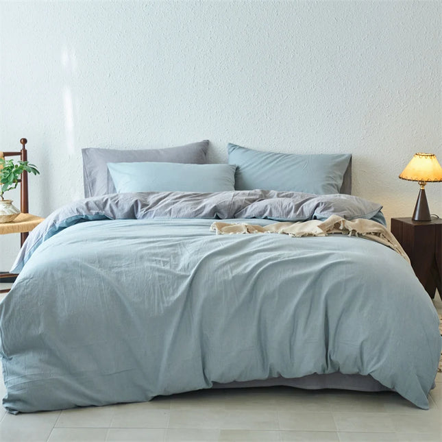 2025 New All-cotton Quilt Cover Class A Yarn-dyed Washed Cotton Single Bed Cover Solid Light Blue Breathable Bedding 220x240