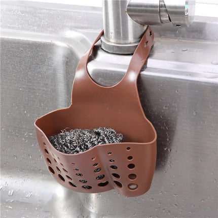 Hot Home Storage Drain Basket Kitchen Sink Holder Adjustable Soap Sponge Shlf Hanging Drain Basket Bag Kitchen Accessories