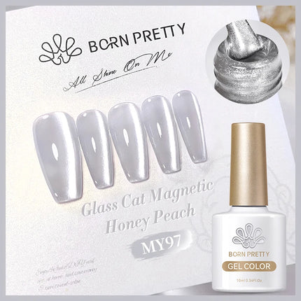 BORN PRETTY 10ml Rainbow Purple Water Light Cat Magnetic Gel Nail Polish Shining Sliver-light Holographics Semi Permanent UV Gel