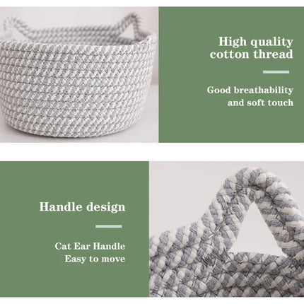 Cotton thread basket woven basket storage basket desktop storage home storage suppliesCat ears round storage basket